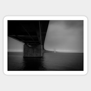 In the beautiful evening light lies the Öresund Bridge, which connects Sweden and Denmark Sticker